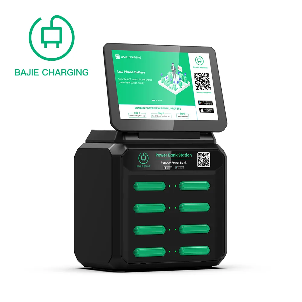 Trending products 2023 new arrivals 8 slots rental charge bank station with screen cellphone charging station kiosk