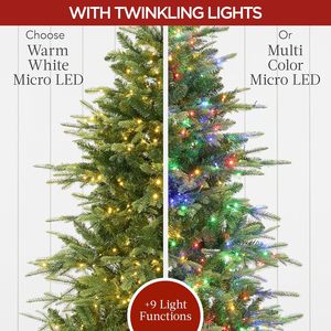 <span class=keywords><strong>Sapin</strong></span> de Noël Artificiel de Luxe en Aspin 7,5 pieds, Prédécoré, Type Noble Fir avec Lumières LED, Support Métallique, Décoration de Fêtes - Product Image 3
