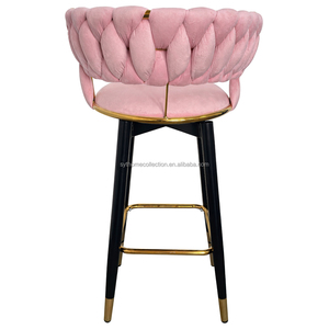 Meilleures ventes SYT Tabourets de bar en velours doux pour comptoir de café, tabourets de cuisine de 43,5 cm de large pour <span class=keywords><strong>boulangerie</strong></span> - Product Image 5