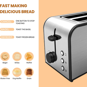 <span class=keywords><strong>Tostadora</strong></span> <span class=keywords><strong>de</strong></span> <span class=keywords><strong>Pan</strong></span> Eléctrica Personalizable con Función <span class=keywords><strong>de</strong></span> Elevación, Luz Indicadora <span class=keywords><strong>Roja</strong></span>, Acero Inoxidable, Control <span class=keywords><strong>de</strong></span> Tostado Variable para Hotel - Product Image 4