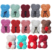 INUNION Desain Populer 25cm 40cm 60cm Boneka Beruang Mawar Dengan Kotak Hadiah, Hadiah Valentine Bunga Buatan Berbentuk Beruang Mawar dari Busa