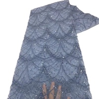 Tissu en dentelle africaine à sequins en gros avec broderie en maille et perles élastiques 100 % polyester pour robes de mariée