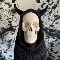 Masque de ski tricoté chaud d'hiver avec logo personnalisé et oreille amusante en corne de diable pour adultes cagoule de style Hip Hop