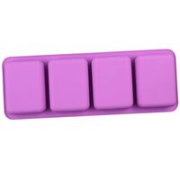 Échantillon Gratuit Usine 1319, Moule à Gâteau en Silicone Design Traditionnel Forme Rectangle 4 Trous, Moules à Bougies en Silicone, Moules à Savon