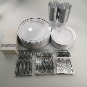120 Pieces Gold Rim <strong>Dinner</strong> <strong>Set</strong> <strong>Plastic</strong> Dinnerware <strong>Set</strong> for Party or Wedding - Product Image 4