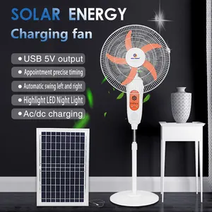 EP-3616 Home Using Remote Control DC Solar Fan Air Cooling Stand Fan Pedestal Fan With Bulb For Camping