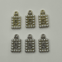 Étiquettes métalliques rectangulaires éco-responsables bicolores à bordure perlée, chiffres creux 5, accessoires de couture personnalisés pour vêtements