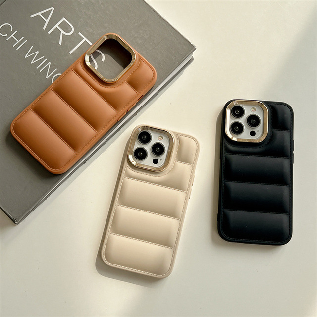 Gold Ring Jacket Phone Cover for iPhone 16 15 Pro Max 13 12 SE3 TPU Clear Transparent Soft Norths Face Puffer Mobile Phone Case