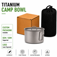 Tasse en titane pur, bol, vaisselle de camping, légère, portable, multifonctionnelle