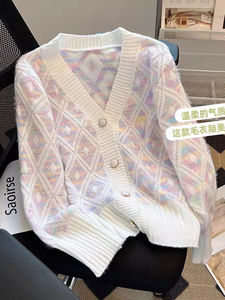 <span class=keywords><strong>Cardigan</strong></span> Invernale da <span class=keywords><strong>Donna</strong></span> con <span class=keywords><strong>Bottoni</strong></span>, Maglione a Collo Alto e Maniche a Lanterna, Giacca Lavorata a Maglia Grossa, Capospalla di Tendenza - Product Image 2