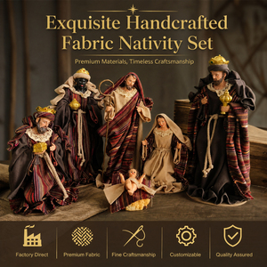 Crèche de Noël Sainte Famille et <span class=keywords><strong>les</strong></span> Trois <span class=keywords><strong>Mages</strong></span>, figurines en tissu et résine, décoration religieuse pour la maison et la chapelle - Product Image 2