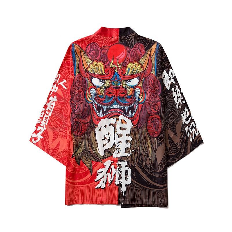 Venta al por mayor, bata tipo kimono de Karate de satén negro, manga corta, 100% poliéster, cárdigan adulto de secado rápido para hombres, estampado Digital con logotipo frontal