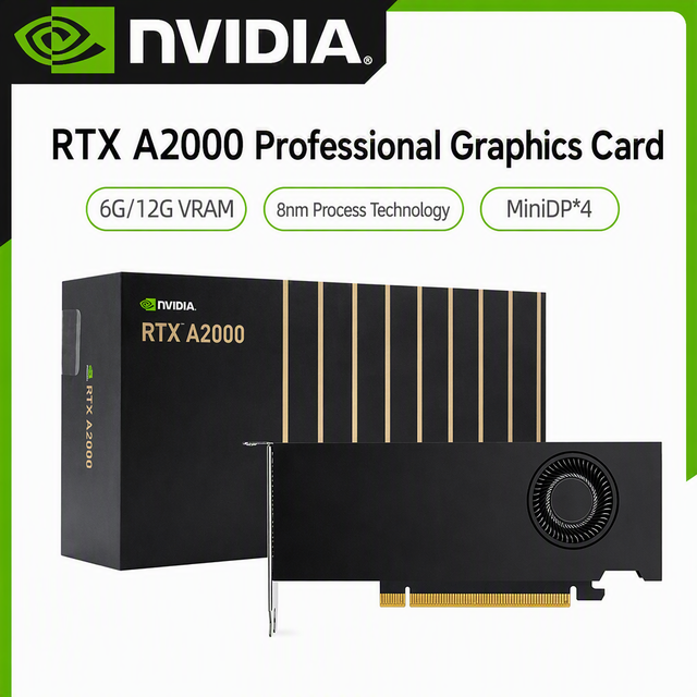 RTX A2000 6GB GDDR6 ECC 192bit 3328 CUDA Cores Low Profile Single Slot PCIe 4.0 X16 Professional Graphics Card GPU