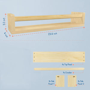 Étagères murales en bois naturel pour chambre d'enfant, étagères flottantes de 24 pouces de long, bibliothèque murale pour chambre d'<span class=keywords><strong>ado</strong></span>, fille et garçon - Product Image 3