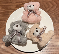 Porte-clés ours en peluche mignon Kawaii, mini lapin en peluche, doux, avec porte-clés/porte-clés