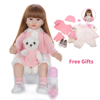 Haute qualité 24 pouces 60cm jolie fille avec des cheveux longs silicone reborn bébé poupées moules pour cadeau de fille