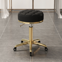 Mobilier de salon de haute qualité Chaise de coiffure réglable à 360 degrés avec roues Tabouret de salon doré