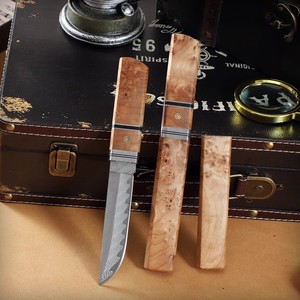 Cuchillo Damasco VG10 Personalizado con Mango de Madera White Shadow, Cuchillo de Caza Profesional de Hoja Fija con Funda - Product Image 3