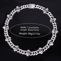 Collier Iced Out Tête de Mort Maille Cubaine Doré et Argenté avec Strass pour le Hip Hop, le Streetwear et la Mode Punk