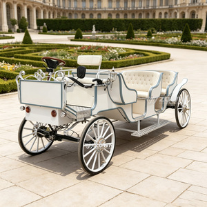 Élégante calèche royale à chevaux, chariot victorien vintage pour cérémonie de mariage en plein air, défilé, séance photo - Product Image 1