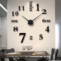 Horloge Murale Moderne en Métal, Grande Surface Miroir, Ronde Sans Cadre, Affichage Numérique 3D DIY, Horloge Autocollante Murale pour Maison, Chambre, Bureau, Décoration