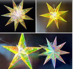 Decoraciones <span class=keywords><strong>Navideñas</strong></span>, Faroles de Estrellas de PET, Estrellas de Cinco/Siete/Ocho Puntas, Decoración para el Hogar, Sin Instalación, Multicolor - Product Image 6
