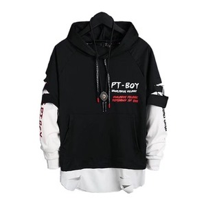Fitspi Autumn Casual Black Hoodies Tops Men's <strong>Hoodie</strong> Sweatshirt <strong>Techwear</strong> Hip Hop Harajuku Patchwork Japanese - Product Image 3