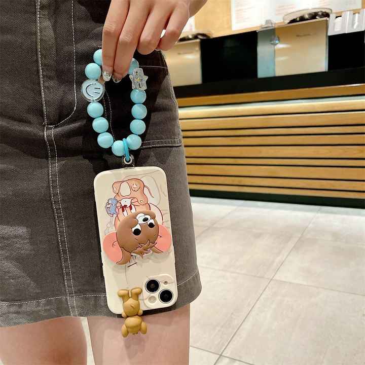 Cartoon Cat Silicone Mobile Phone Case stand For iPhone 16 15 14 13 12
