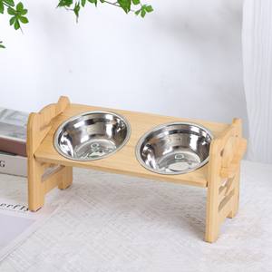 Atacado Elevado Raised <span class=keywords><strong>Pet</strong></span> Dog Feeder <span class=keywords><strong>Bowl</strong></span> Madeira Comida Água <span class=keywords><strong>Stand</strong></span> e Aço Inoxidável Tigela Cat Dog Food Water <span class=keywords><strong>Bowl</strong></span> - Product Image 5