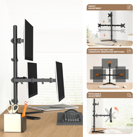 Bras triple pour moniteur KHCOOHOO OEM ODM, capacité de charge de 8 kg, mouvement complet ±90° °   Rotatif et ±45° °   Support d'écran inclinable pour ordinateur de bureau avec base