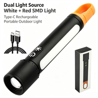 Lampe torche LED ABS avec fonction zoom à lumière puissante, design portable pour le camping, longue durée de vie de la batterie, rechargeable