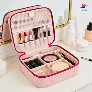 กระเป๋าเครื่องสำอางแบบซิปคู่สีชมพู EVA ขนาดพิเศษสำหรับสุภาพสตรี - Product Image 3