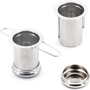 Wholesale 304 Stainless Steel <strong>Tea</strong> <strong>Infuser</strong> with Lid and Double Folding Handles - Product Image 1