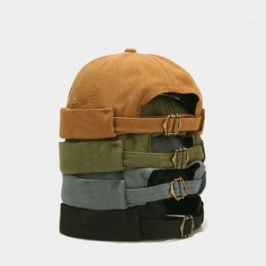 Custom logo Retro Four Seasons Cotton Docker <b>Hats</b> Blank Short Brim Docker <b>Hats</b> - Product Image 1