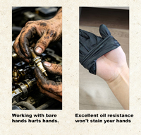 Gants en nitrile noirs jetables, imperméables et résistants à l'huile, pour le nettoyage automobile