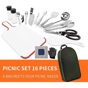 Équipement de cuisine de camping certifié BSCI, ensemble d'ustensiles de cuisson de camping, sac de cuisine portable pour pique-nique, appareils de barbecue pour feu de camp - Product Image 3