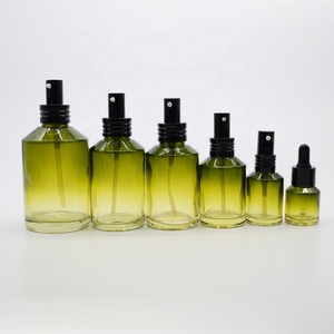 Good Comments Glass <strong>Bottles</strong> and Jars for Skin Care Face Cream <strong>Green</strong> Gradient Color with <strong>Top</strong> Cap 30ml 60ml 100ml 120ml 200ml - Product Image 5
