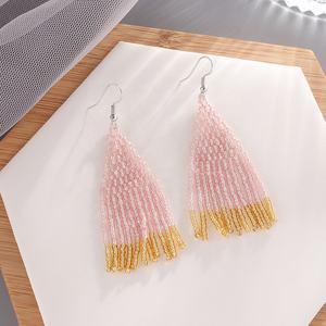 Anting-anting manik-manik kaca multiwarna keluaran baru Boho perhiasan rumbai warna-warni untuk wanita untuk pesta pernikahan tempat lilin mode - Product Image 5