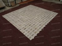 Mosaïque en travertin blanc et gris argenté poli SH STONE, carreaux de pierre naturelle pour la décoration des murs et sols de salles de bain et d'hôtels