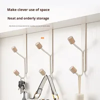 Nouveau porte-manteau mural en fer forgé de style européen, multi-crochets, sans perçage, sans trace, pour la maison et le bureau