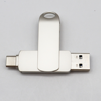 Swivel stik memori usb c 2 in 1, flash drive ponsel otg 32gb 64gb 128gb logo kustom, stik memori pribadi logam
