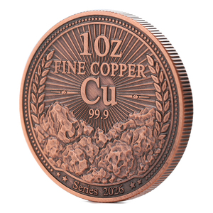Pièce de monnaie en cuivre fin .999 personnalisée de 1 OZ avec logo 3D estampé, disponible en 2, 5 et 10 OZ - Product Image 2
