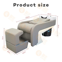 Fauteuil de Lavage pour Salon de Beauté, Bac à Shampooing avec Lumières Colorées, Fonction Massage et Sortie d'Eau Intégrée