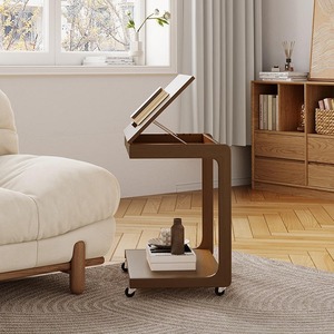 <span class=keywords><strong>Mesa</strong></span> auxiliar para sofá, <span class=keywords><strong>mesa</strong></span> de centro <span class=keywords><strong>con</strong></span> rueda universal, mesita de noche de madera maciza, sala de estar, mesita de noche móvil en forma de C, <span class=keywords><strong>mesa</strong></span> de centro para ordenador - Product Image 6