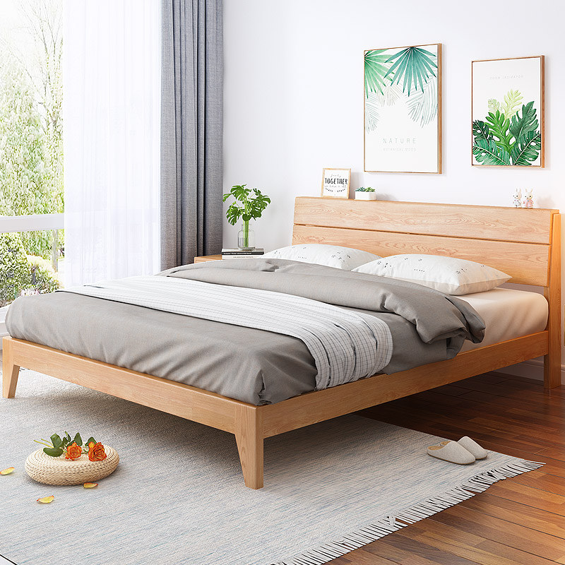 En bois massif de chêne blanc lit Europe du nord moderne simple de meubles de chambre à coucher 1.5 m 1.8m lit double