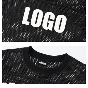 T-shirts de football et de hockey en maille large 100% polyester entièrement personnalisés, à séchage rapide, manches longues, style streetwear, maillot de sport pour hommes - Product Image 3