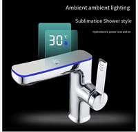 Robinet d'eau numérique intelligent FEIDU, design moderne et contemporain, mitigeur de lavabo automatique, technologie de capteur sans contact, laiton brossé, LED