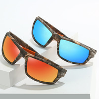 Lunettes de soleil tactiques polarisées UV400 à monture carrée camouflage unisexe pour le cyclisme et les activités de plein air, style transfrontalier Europe-Amérique