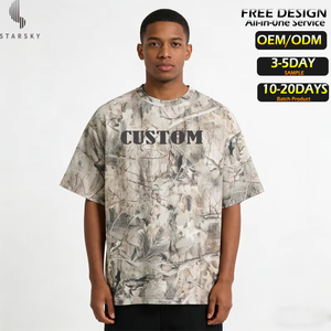 Wholesale High Quality 240gms Real Tree Camo Shirt <strong>Tee</strong> Shirts Hip Hop Drop Shoulder Oversize Unisex <strong>Tee</strong> - Product Image 1