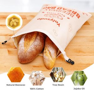 2 <span class=keywords><strong>Bolsas</strong></span> Reutilizables de Cera de Abeja para Pan, <span class=keywords><strong>Bolsas</strong></span> Grandes de Lino para Pan de Levadura, Conservan la Frescura, Se Pueden Refrigerar - Product Image 4